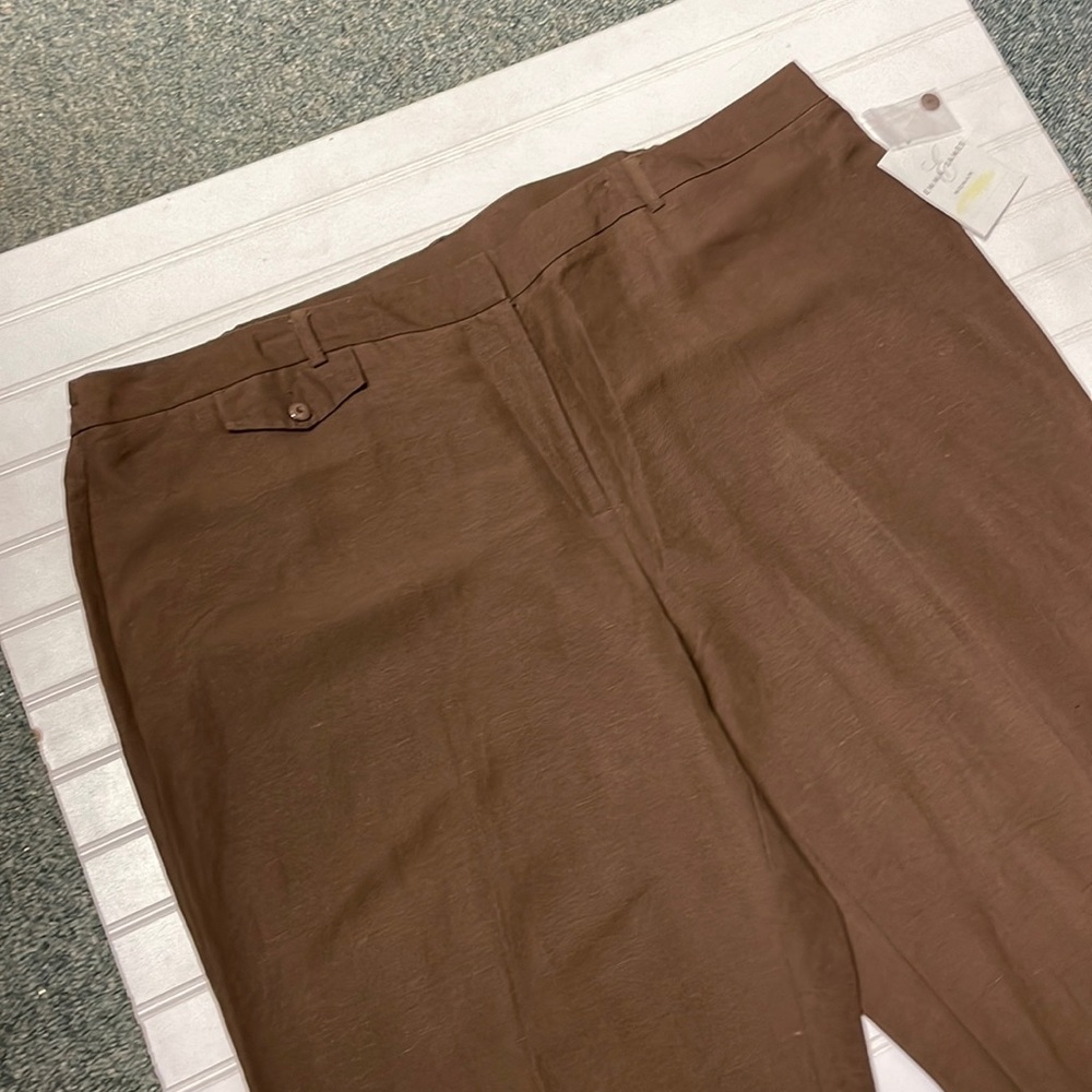 Emma James Coffee Linen Wide Leg Trousers-#1831+